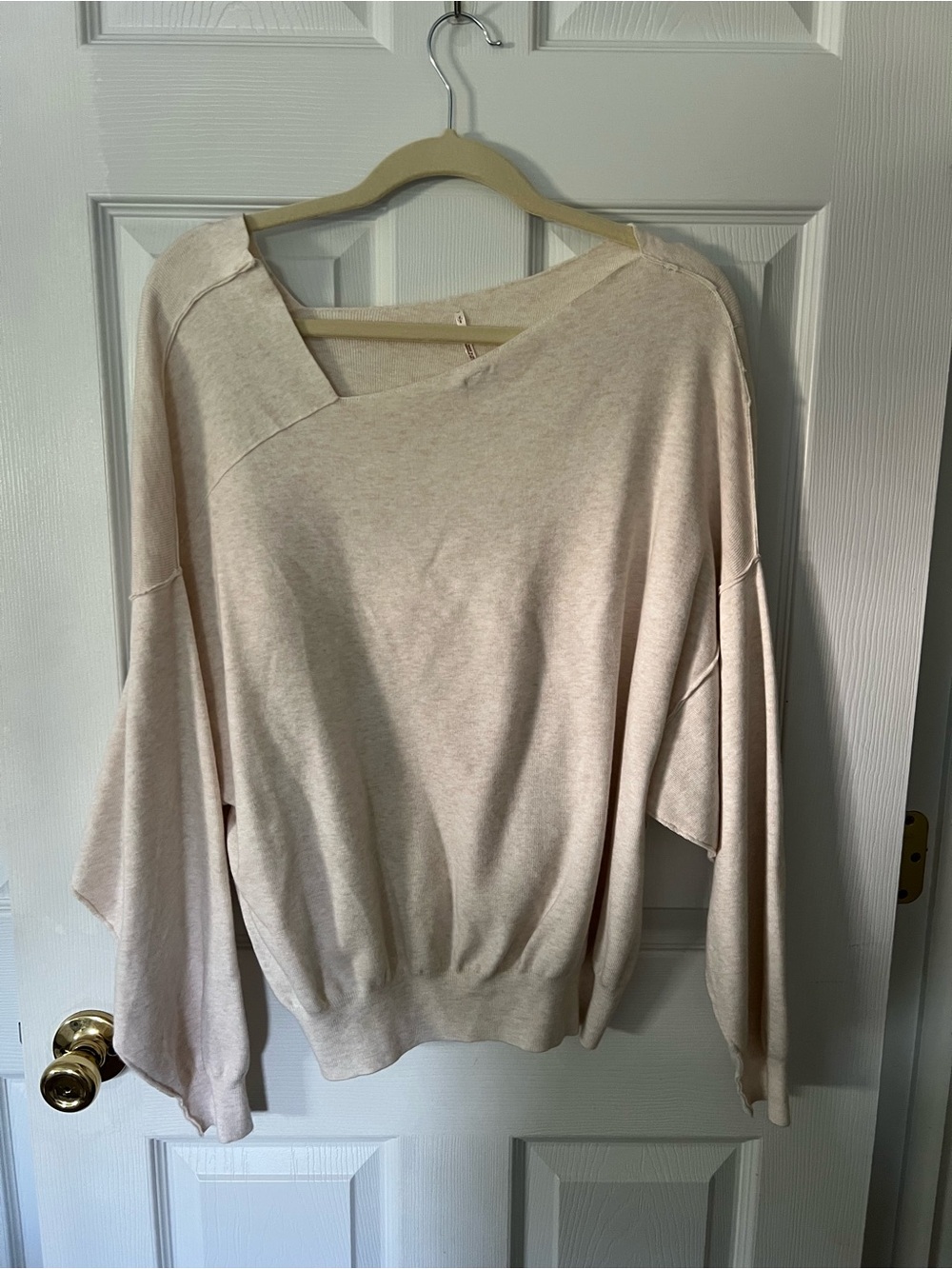 Free People Cream Off-Shoulder Lightweight Sweater